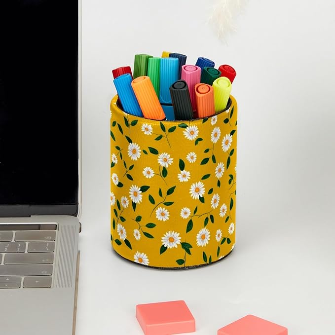 Daisy Pen Holder, Pencil Cup Marker Brush Holder Desk Storage Case, Desktop Organizer for School Office Home Supplies