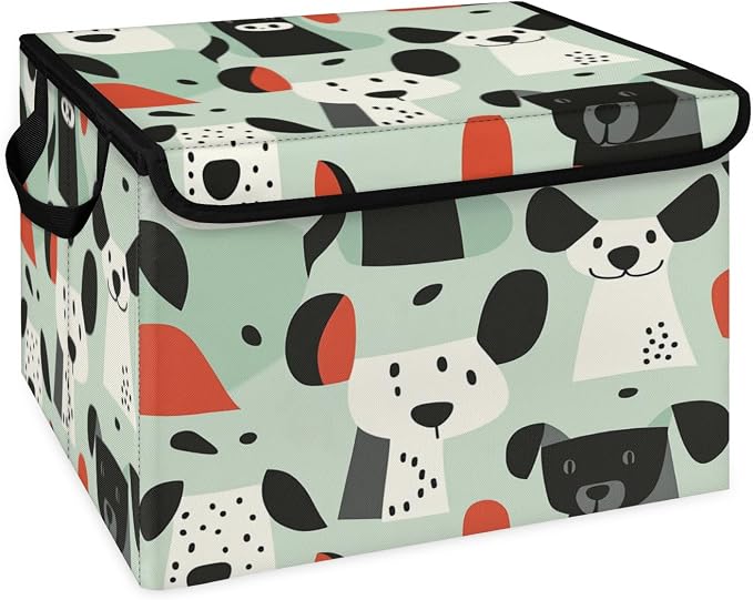 Funny Dog Storage Bins with Lids, Pet Puppy Foldable Storage Boxes with Carrying Handle Organizer Containers Baskets Cube for Home Bedroom Closet