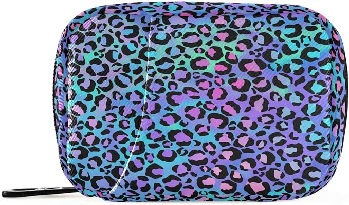 Colorful Cute Leopard Print Pill Case, Portable Weekly Pill Box Bag Container 7 Days Pill Organizer Vitamin Supplement Holder with Zipper for Travel Family Business