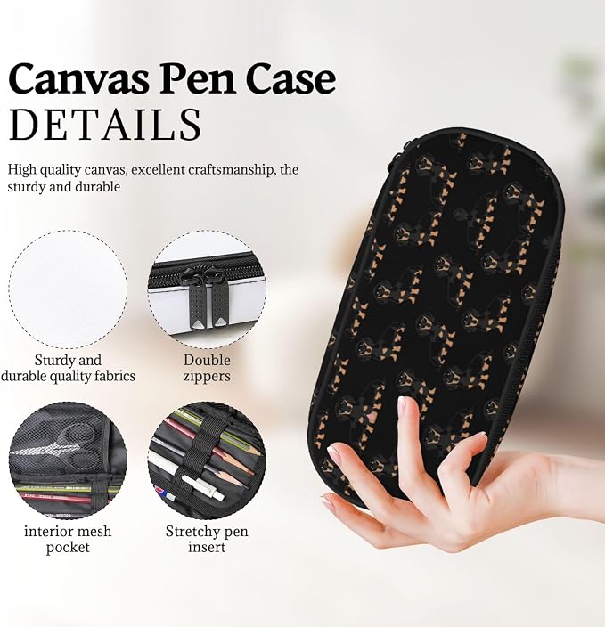 Dachshund Weiner Pet Dogs Cute Aesthetic Big Capacity Zipper Pencil Cases Pen,Portable Office Desk Organizer For Adults