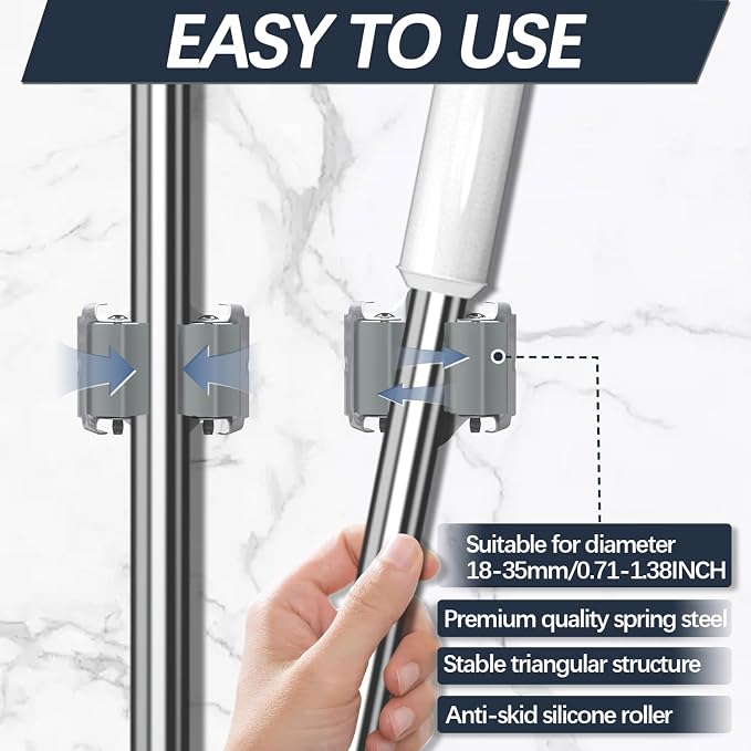 3-H 25 Pack Mop and Broom Holder Big Size Hanging 1 KG Extra,Broom Hanger Wall Mount for Hanging and Organizing Shove Rake Yard Tools in Shed Kitchen Laundry Room Bathroom Garden(Grey)
