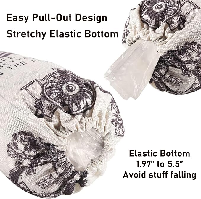 2Pcs Farmhouse Plastic Bag Holder for Kitchen Essentials, Reusable Hanging Grocery Bag Organizer, Washable Large Grocery Trash Bags Storage Dispenser, Farmhouse Home Decor
