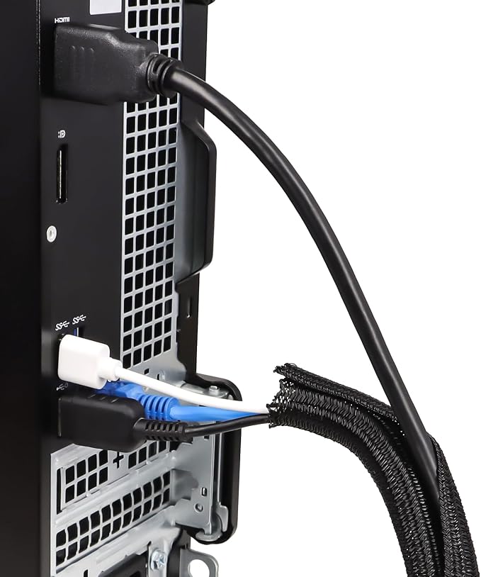 25ft PET Braided Cable Sleeve 1/3 inch(8mm) Wire Protector Cable wrap Wire Covers for Cords Cable Sleeves Cord Management Cable Management Sleeve(Black)