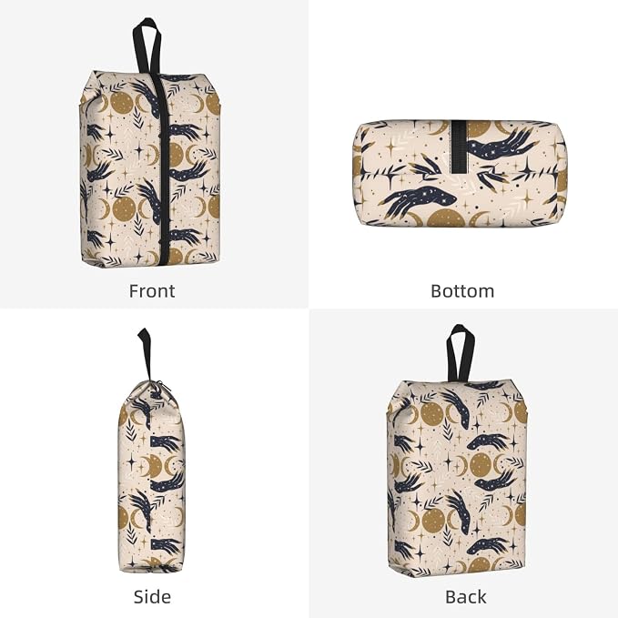 Boho Magic Celestial Travel Shoe Bag for Men & Women, Waterproof Shoe Storage Organizer with Zipper, Portable Shoe Pouch for Sneakers, Heels, Sandals, Gym & Travel Luggage 2PCS