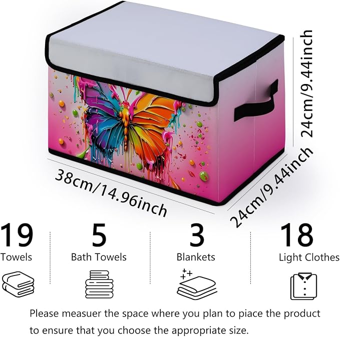 Stackable Storage Bins with Lids,Closet Organizers Fabric Box for Home and Office,Blanket Clothes Organizers,Under Bed Storage Containers 3 Pack