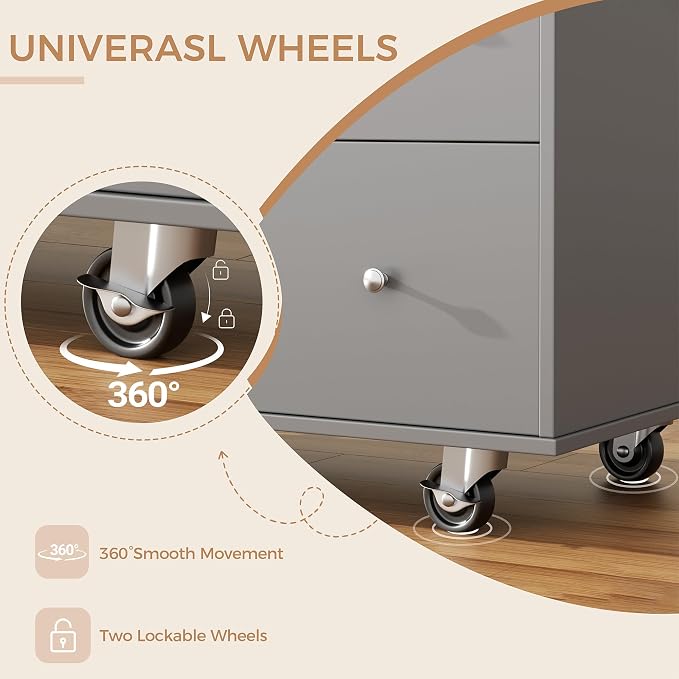 JY QAQA 40" Kitchen Island Cart Furniture cart on Wheels Rolling Portable Dining Room Serving Utility Carts Mobile Movable with Drawers Cabinet,Grey