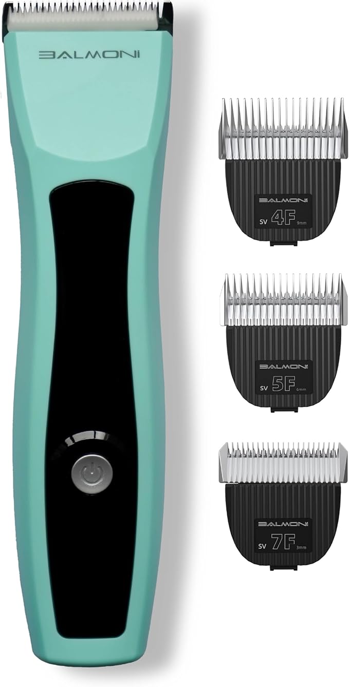 Cordless Pet Trimmer for Dogs & Cats – Rechargeable Grooming Clipper with Detachable Metal Blade, Low-Noise Motor, Supports Optional Blade Lengths (Parent) (Green, Blades Bundle)