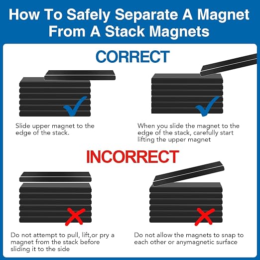 Strong Neodymium Magnets with Adhesive Backing, 12 Pack, 60x10x3 mm | Powerful Rare Earth Bar Magnets, Waterproof Black Magnetic Magnet Strips Heavy Duty for Craft, Kitchen, DIY, Office