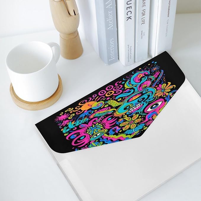 Clear Folders with 6 Pocket Compartments, Lightweight Hippie Eye Hand Trippy Art Documents Folders for College Essentials