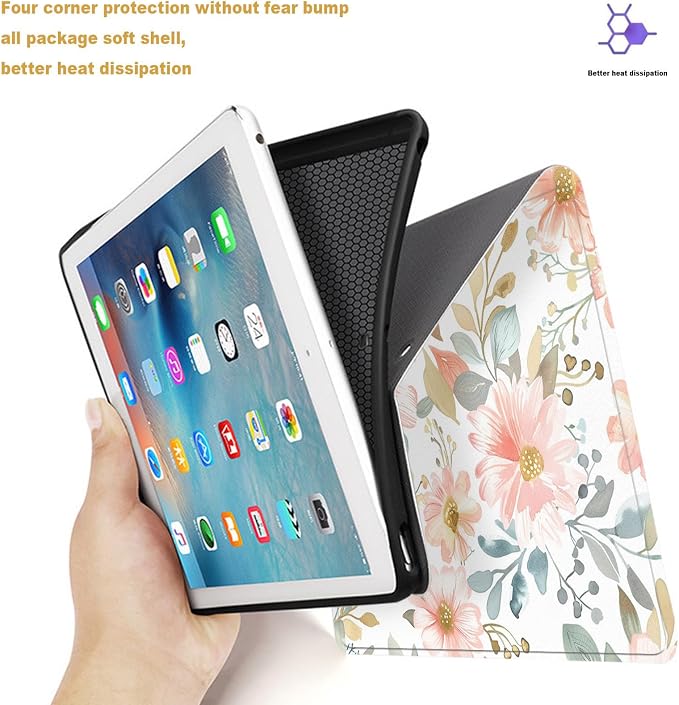 Tablet Case for iPad Pro 13 Inch M5/M4 (2025/2024,8th/7th Generation),Shockproof Protective Cover with Stand,Auto Wake/Sleep,Floral Pattern