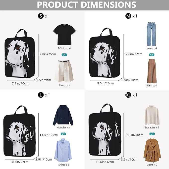 Black Spots And An Attentive Look Compression Packing Cubes Set Of 4, Lightweight Expandable Travel Organizer Bags With Double Zipper For Vacation Business