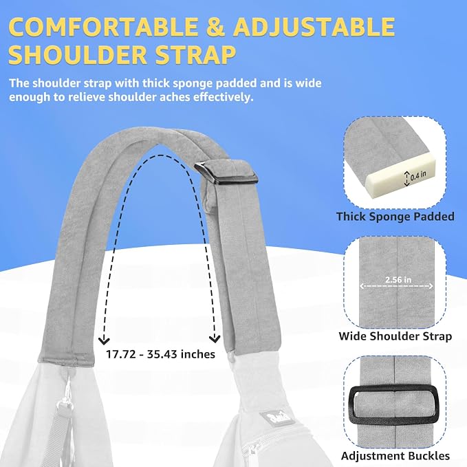 Lukovee Pet Sling, Puppy Small Pet Cat Carrier with Safety Hook | Hands-Free,Padded Strap, Breathable, Adjustable, Storage Pocket, Tote Bag Shoulder Bag with Front Pocket (Grey-WY,M)