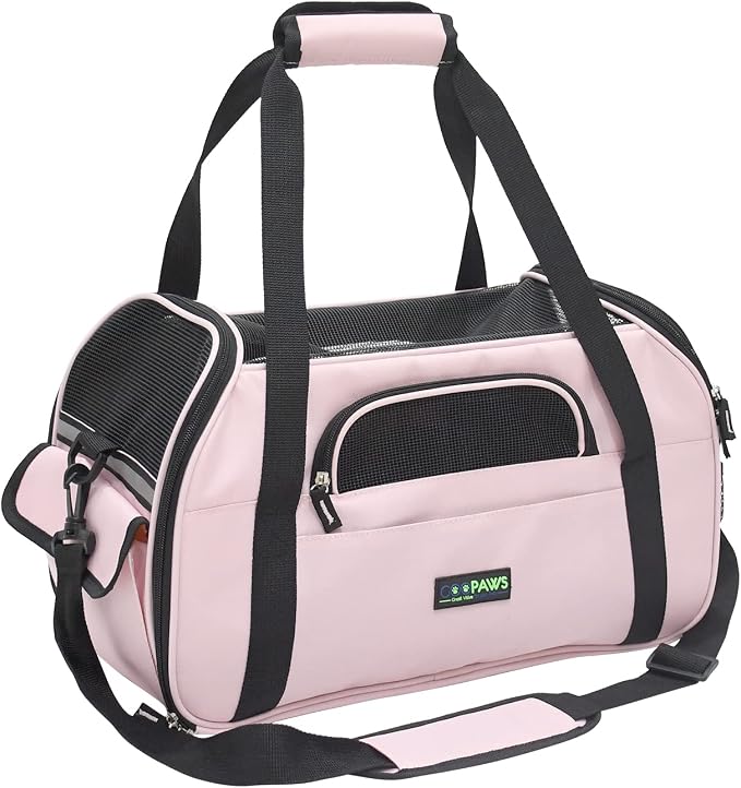 Jespet Airline Approved Soft-Sided Kennel Pet Carrier Travel Handbag | Lightweight, Foldable, Portable, Built-In Safety Leash, Luggage Sleeve, for Cats & Small Dogs, for Indoor & Outdoor