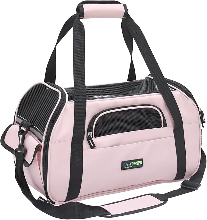 Jespet Airline Approved Soft-Sided Kennel Pet Carrier Travel Handbag | Lightweight, Foldable, Portable, Built-In Safety Leash, Luggage Sleeve, for Cats & Small Dogs, for Indoor & Outdoor