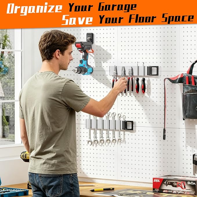 Double Sided Magnetic Tool Holder Heavy Duty,12 Inch Rust-Resistant Magnetic Tool Bar with a Quick- release Handle, Magnetic Tool Organizer Strip for Garage, Workshop, Jobsite, Shed and Kitchen