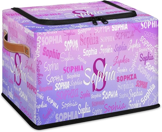 Custom Rectangular Baby Storage Basket with Zipper Lid, Kids Toys Bin, Books Shelf Basket, Clothes Towel Storage Bin for Nursery, Gift Basket, Pet Basket, Gradient Purple Pink Color