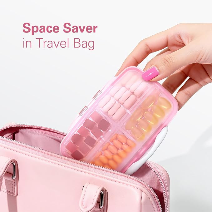 Barhon Large Pill Organizer with 8 Compartments, Large Pocket Pharmacy Travel Pill Box Moisture-Proof, Portable Vitamin Organizer for Fish Oil & Supplements (Pink)