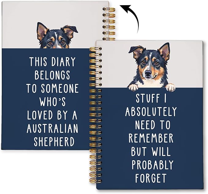 LIANGW Funny Australian Shepherd Gifts for Women & Men | Australian Shepherd Spiral Notebook Journal,Pet Dog Mom Owner Gifts 5.5x8.3 Inch