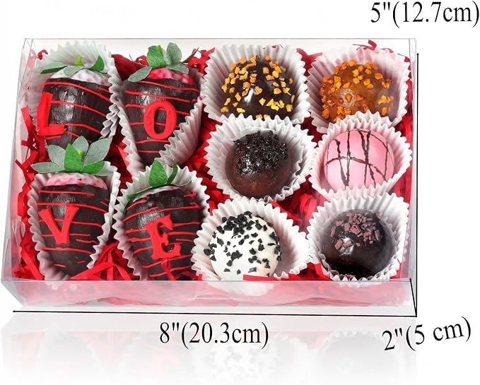 10PCS 8x5x2Inches Transparent Chocolate Covered Strawberries Boxes | Clear Plastic Boxes Perfect for Displaying Treats,Oreos,Cookies,Macaron,Cakesickle,Donut,Bakery,Brownie, Dessert