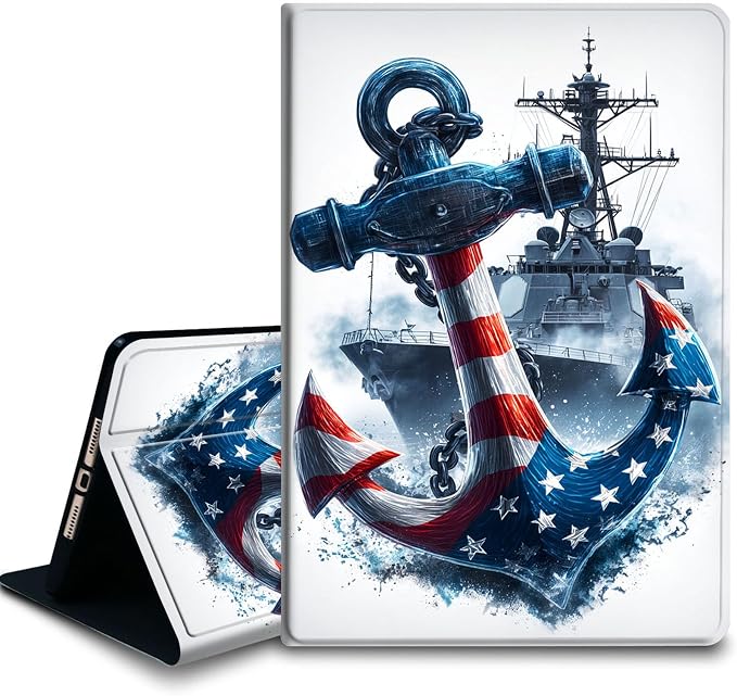 Bxgolkgd Tablet Case for Samsung Galaxy Tab A7 Lite 8.7 Inch 2021(SM-T220/T225/T227),Shockproof Stand Cover with Heat Dissipation,Auto Wake/Sleep Function,American Flag Anchor