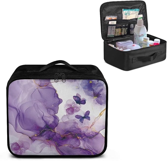Rnyleeg Purple First Aid Bag Empty Modern Marble Print First Aid Kits for Businesses Emergency Medical Kit for Home, Office, Car, Outdoor