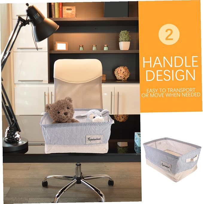 Garneck Portable Pet Toy Storage Basket Foldable Organizer for Sundries for Desktop Use Striped Design Easy to Transport
