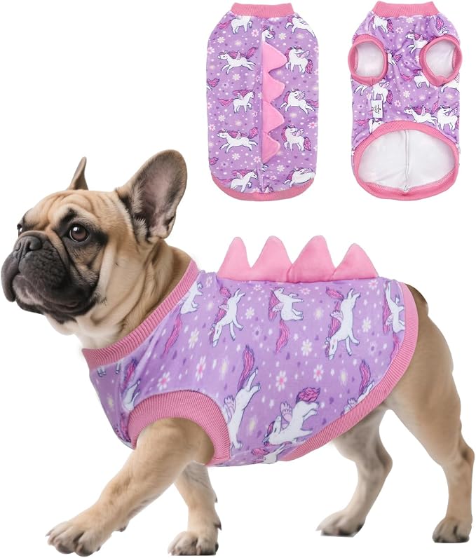 CuteBone Dinosaur Costume Dog Shirt, Stretchy Velvet T-Shirt Clothes for Medium Dogs, Soft & Breathable Pet Tee Outfit Frenchie Apparel for Daily Wear, Cozy Pullover Design Puppy Fashion COSBX07XL