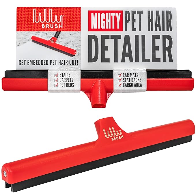 Lilly Brush Mighty Pet Hair Detailer Head (NO HANDLE) Dog & Cat Fur Clean-Up for Carpets and Rugs. Fits on ALL standard broom sticks.