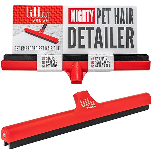 Lilly Brush Mighty Pet Hair Detailer Head (NO HANDLE) Dog & Cat Fur Clean-Up for Carpets and Rugs. Fits on ALL standard broom sticks.