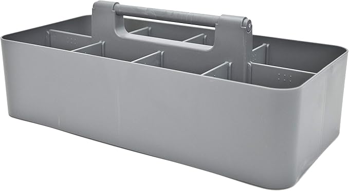 2 PACK - Portable DIY 8 Dividers Durable Plastic Tote Tool & Supply Cleaning Caddy with Handle Made In USA (Orion Gray)