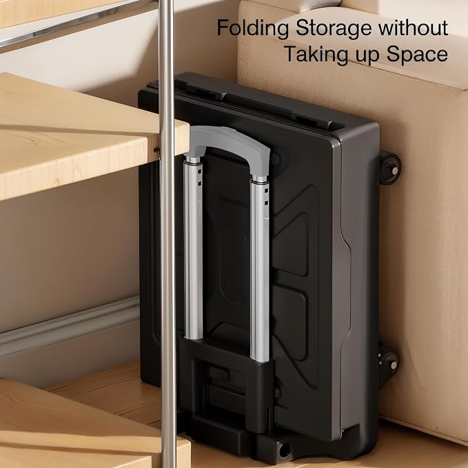 VECELO 66LHeavy-Duty 2-in-1 Foldable Utility Cart, Large Capacity Rolling Crate, Thickened Material with Silent Swivel Wheels, Dual Modes (Basket/Flatbed) for Grocery, Laundry, Camping, Black