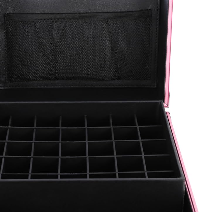 Rolling Makeup Case with 3 Drawers, Portable Manicure Table Lockable Makeup Train Case Portable Nail Table with Storage with LED Light & Key for Hair Barbers/Stylists, Makeup Enthusiasts