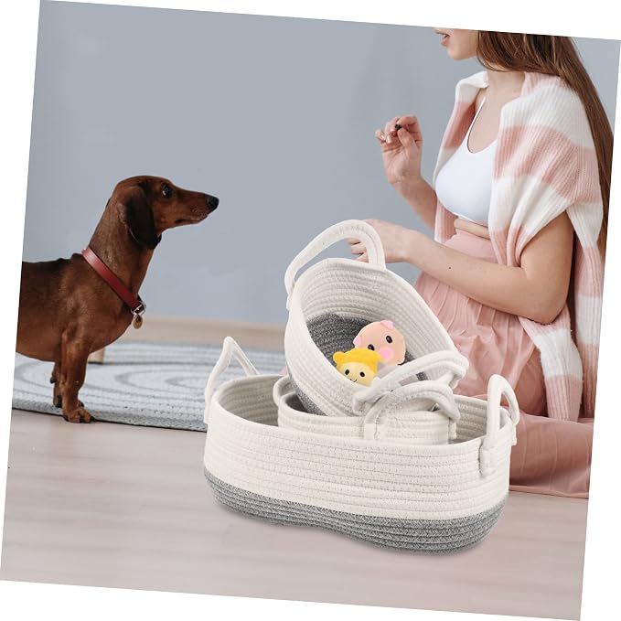 PRETYZOOM 3pcs Woven Dog Toy Basket Rope Storage for Household Pet Toys Food Clothes Stylish Lightweight and Organizer for Home