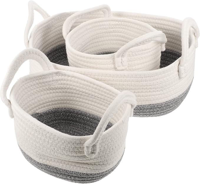 SOLUSTRE 3pcs Woven Dog Toy Storage Basket Rope Pet Organizer for Toys Food Clothes for Home and Dorm Use Compact Design for Easy Organization
