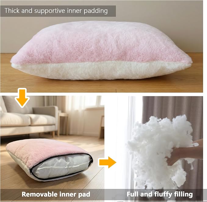Cat Bed for Indoor Cats，Foldable cat cave，Anti-Slip & Water-Resistant Bottom，cat Houses for Indoor Cats or Small Dogs, Kitten Tent, Rabbit Bed (Pink, L:(17.5"×16.9"×15.9"))