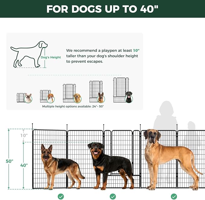 FXW Rollick Dog Playpen with RV Step Grid for RV Camping, 50" H, 16 Panels | Easy Setup & Sturdy, Blocks RV Stair Gaps, Fits RV Steps up to 30"W, For Large Dogs, Patented