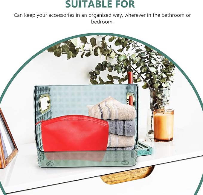 Portable Desktop Storage Box for Small Items and Makeup Organizer with Smooth Polishing, Sturdy Pet+abs Material, for Bedrooms and Bathrooms, Easy to Use Storage Case