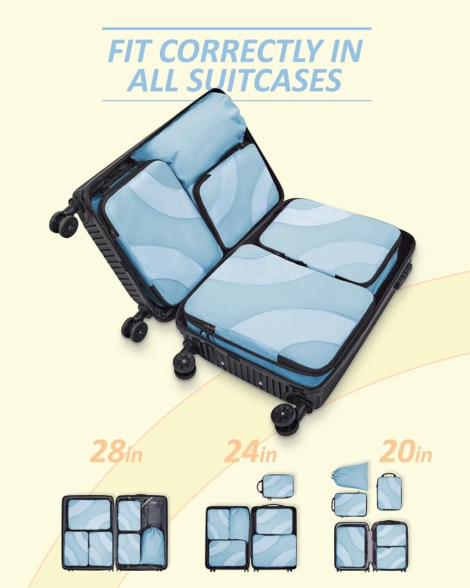BAGSMART Compression Packing Cubes for Travel | Lightweight suitcase organizers bag set, space-saving double zipper expansion for carry-on luggage & travel organization