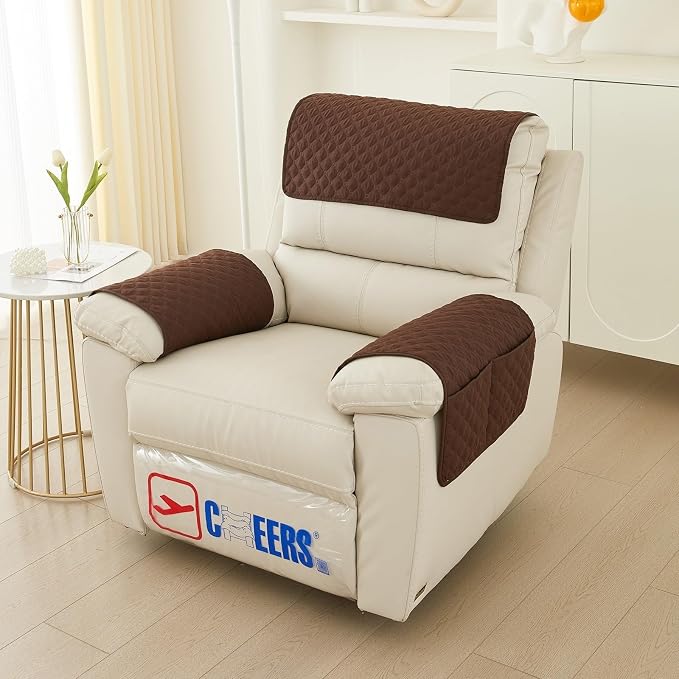 XMAYODS 3 Pcs Recliner Covers Sherpa Arm Covers for Recliner Chair with Storage Pockets Headrest Cover for Recliner Chair Armchair Slipcovers for Sofa Recliner Protector (Color : #5)