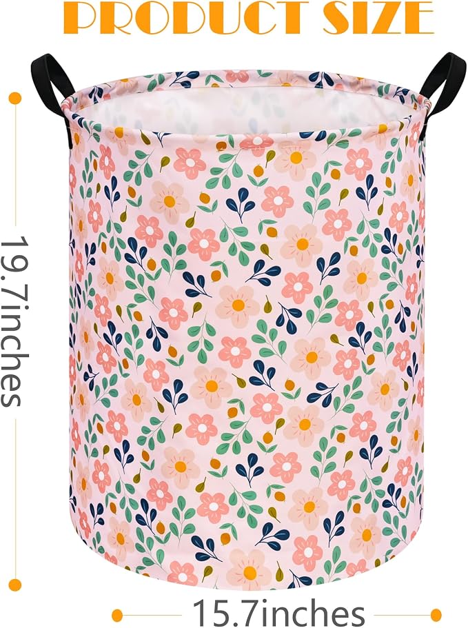 MAIZMZ Girls Storage Basket,Room Decor Laundry Hamper,Waterproof Clothes Organizer for Women Toy Box Large Canvas Collapsible Chest for Home/Dorm/Kitchen/Pet/Office/Closet/Shelf/Gifts