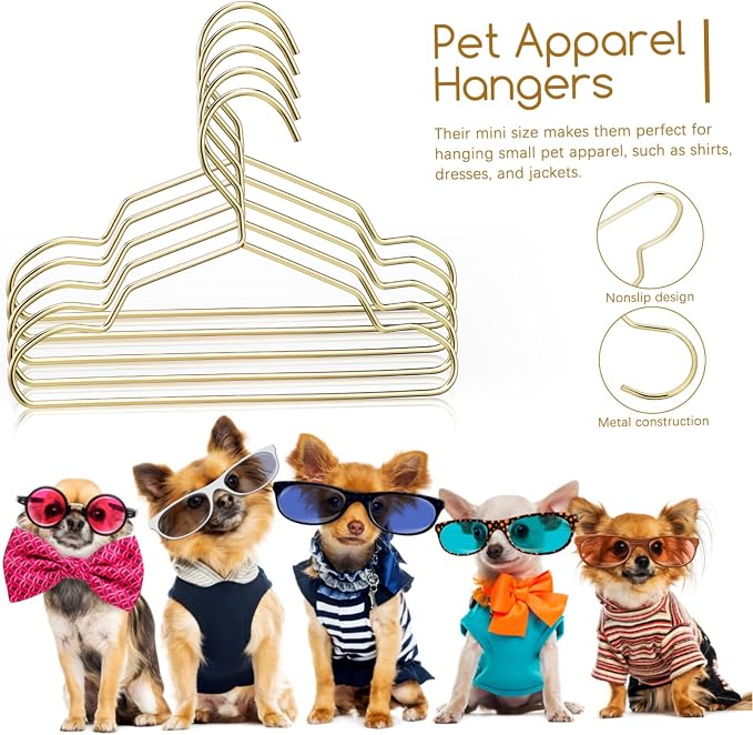 ORFOFE 10pcs Mini Metal Hangers for Pet Apparel Sturdy Hangers for Cats and Dogs Space-Saving Clothing Drying Rack Durable Non-Slip Design for Pet Shop Supplies