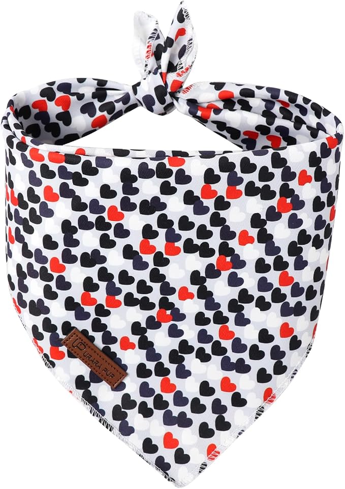 Valentine's Dog Bandana, UP URARA PUP Soft Cotton Adjustable Pet Scarf for Small, Medium, and Large Dogs, Cute and Comfortable Dog Accessory,S