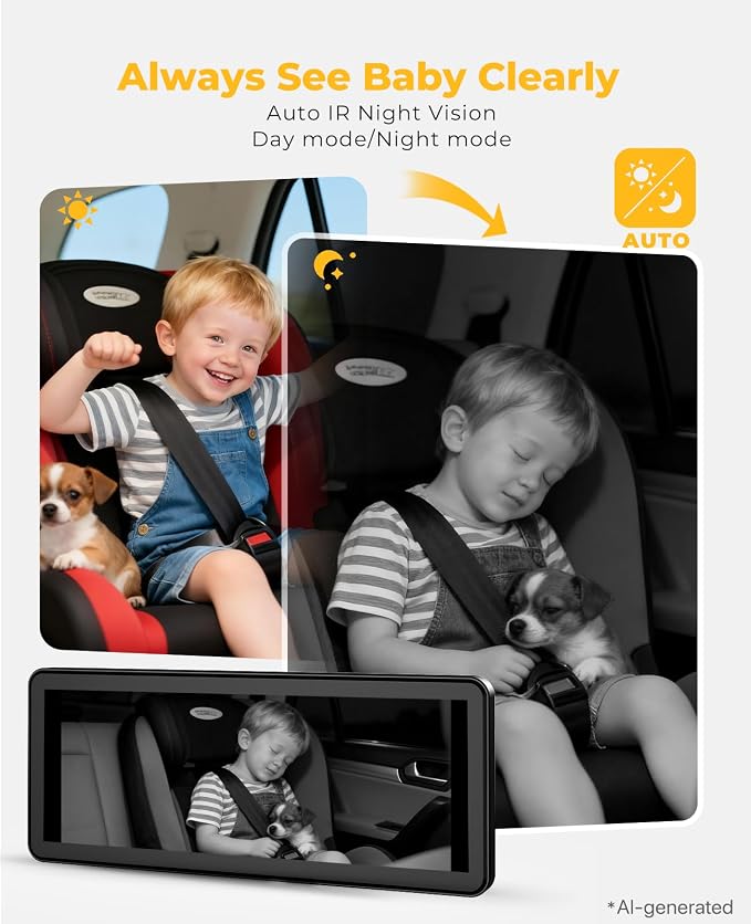 LUCKVIEW BM5PRO Dual Baby Car Camera, 7.2" 1080P Split Monitor