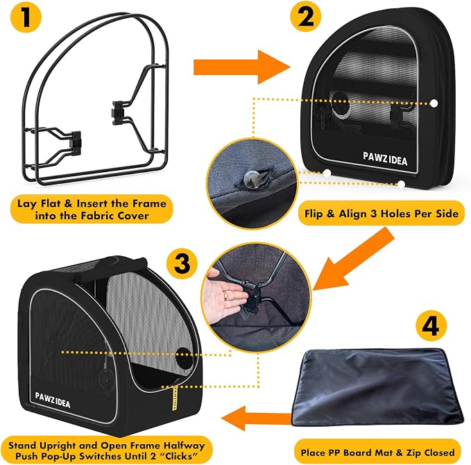 PAWZIDEA Portable Dog Crate for Car Travel, Medium & Large Dogs Up to 80lbs | Enclosed Soft-Sided Dog Car Kennel for Backseat, Secures w/ Seatbelt & Headrest Strap, Collapsible Car Carrier, Chew-Proof
