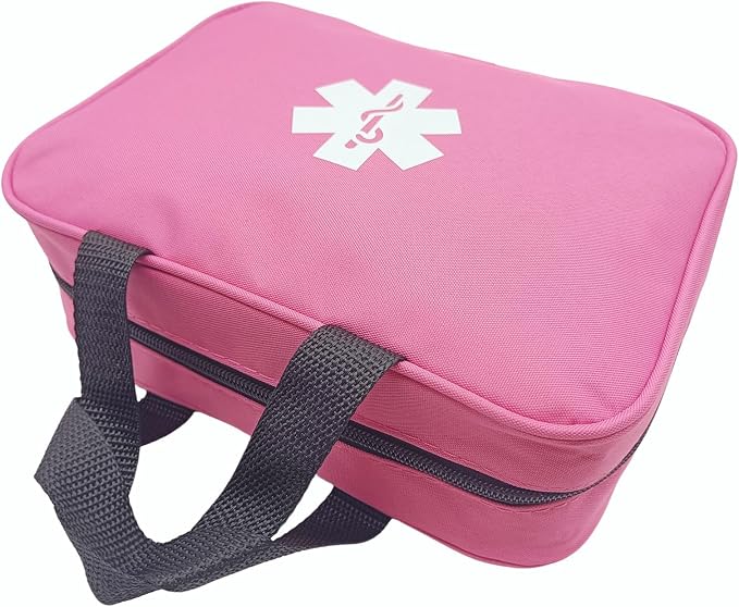 First Aid Bag Empty Emergency Medical Pouch First Responder Storage Compact Survival Medicine Bags for Sport Outdoors Car Office Pet Dog Cat (Pink QZ)