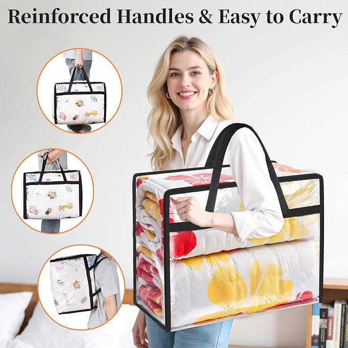 SpaceTrove Clear Storage Bags, 8-Pack Under Bed and Closet Organizers 40L 90L