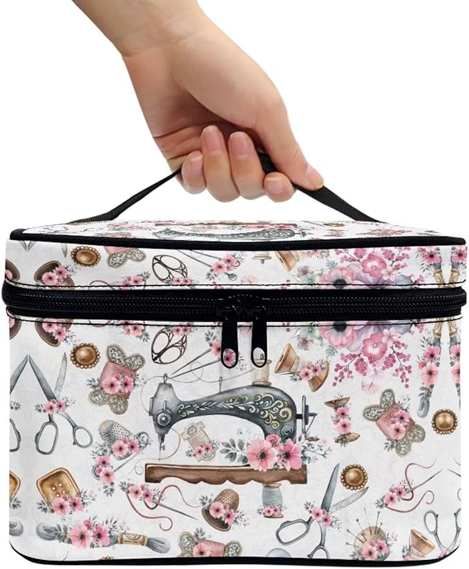 Cute Floral Travel Makeup Bag Womens Cosmetic Bag Lightweight Make Up Organizer Case,Large Wide-open Pouch for Women, Toiletries Accessories Brushes
