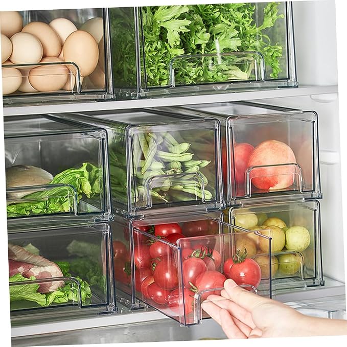 HOMSFOU Fridge Bin Freezer Organizer Bins Retractable Drawer for Cleaning Supplies