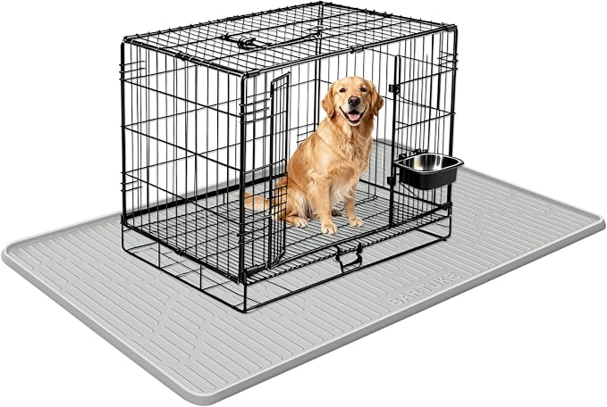 Silicone Dog Crate Mat 40" x 22" Extra Large Pet Bed Mat | Dog Cage Mat with Raised Edge, Washable, Non-Slip, Leakproof Kennel Mat for Protect Floors, Reusable Dog Playpen Mat