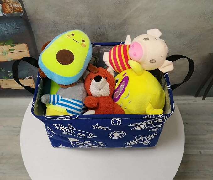 Storage Basket Home Shelf Basket Kids Organizer Box Clothes Laundry Hamper Nursery Bin Gift Laundry Basket with Handles for Home (Spacecraft)